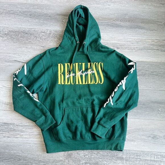 Green Reckless Sweatshirt with Yellow Lettering - Picture 1 of 4
